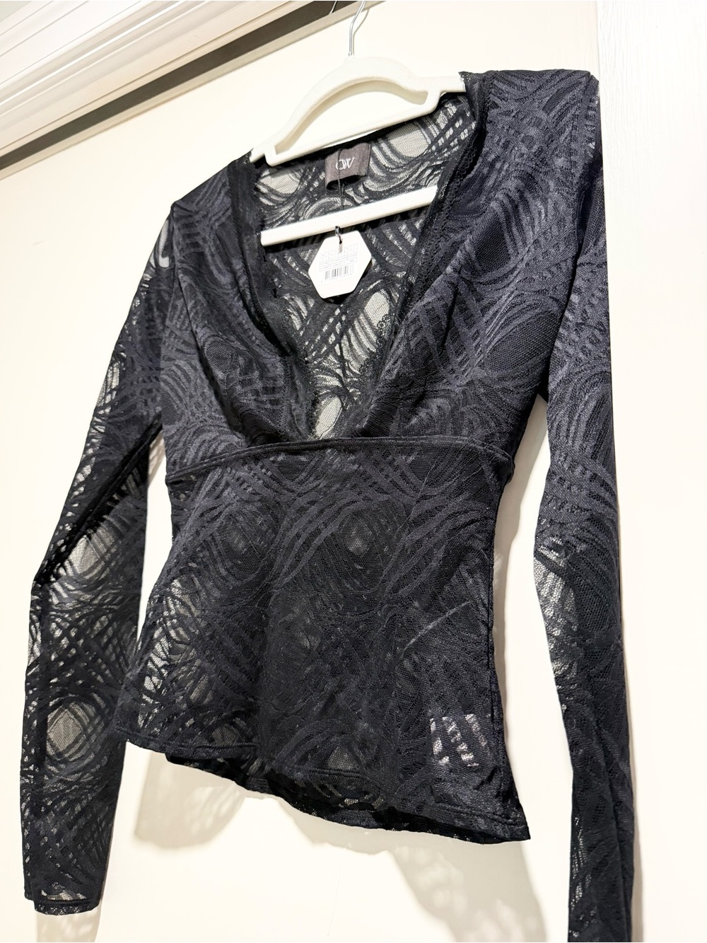 OW Collection Lexi Black Long Sleeve Lace Blouse Top NWT Size M - Picture 10 of 16